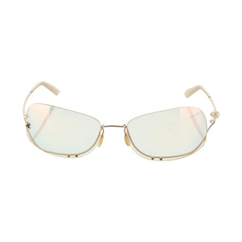 chanel rimless pearl sunglasses|authentic chanel sunglasses.